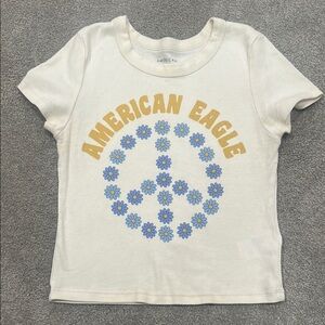 American Eagle Outfitters Cream Graphic T-Shirt